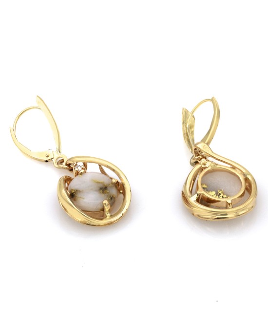 Gold in Quartz Diamond Accent Drop Earrings